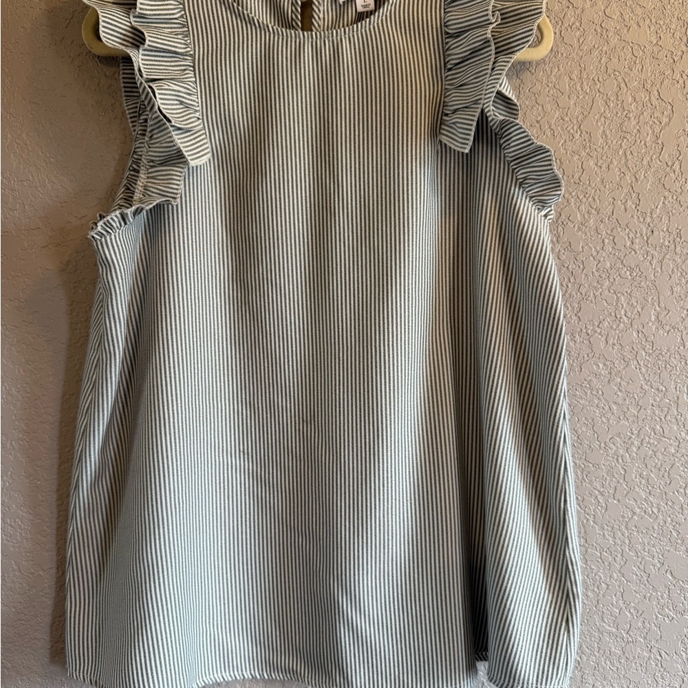 Elegant Striped Ruffle Sleeve Blouse